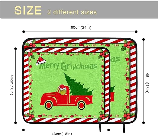 Absorbent Christmas Holiday Ball Dish Drying Mat for Kitchen Countertop, 16 X 18 Inch