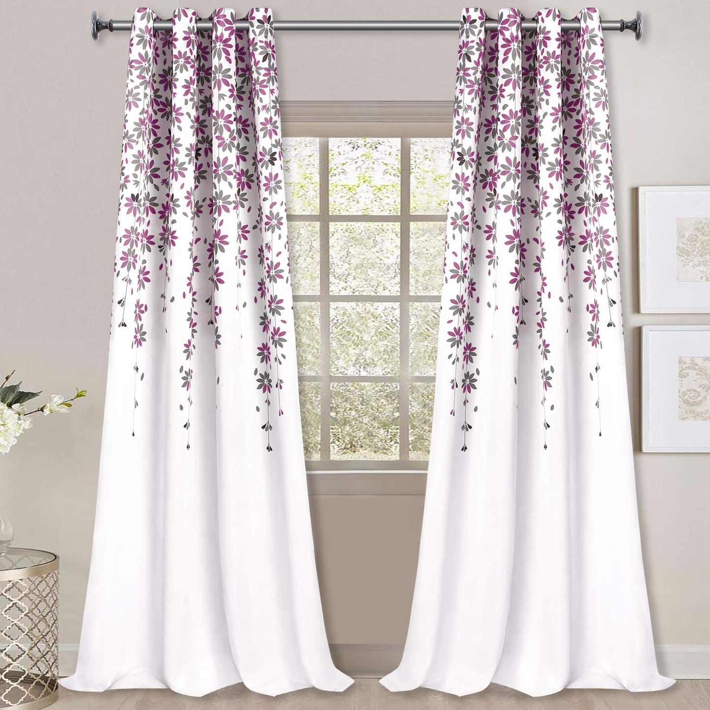 Flowers Window Curtain Floral Window Treatment Grommet Curtains