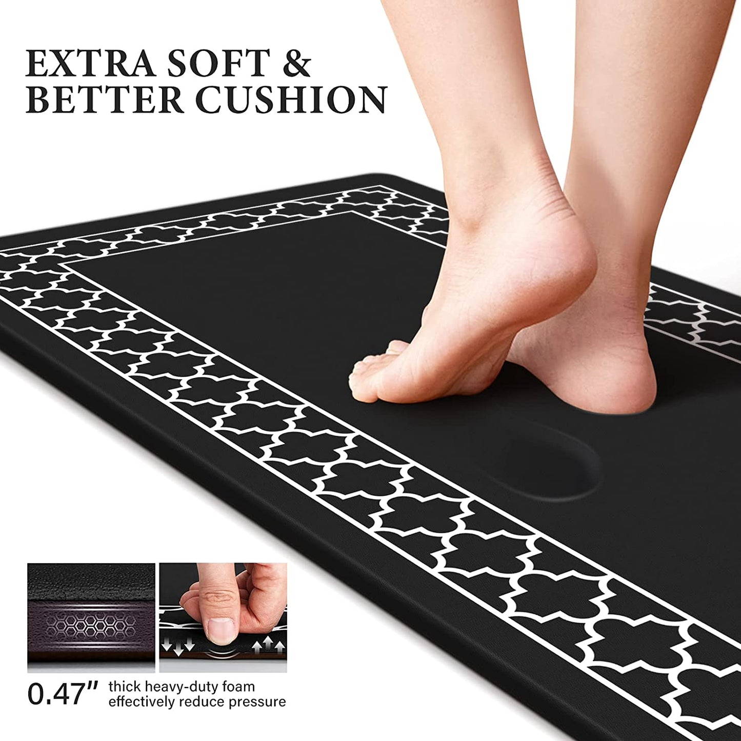 Set of 2 Anti Fatigue Non Slip Waterproof Memory Foam Mat