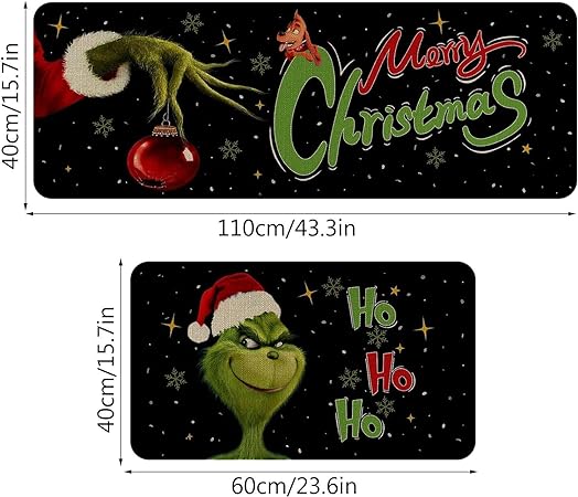 Green Monster Non Slip Christmas Kitchen Decoration, Set of 2
