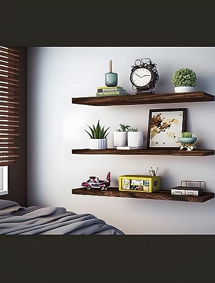 Nature Wood Floating Shelves for Wall Decor, Set of 4 Wooden 36 Inch