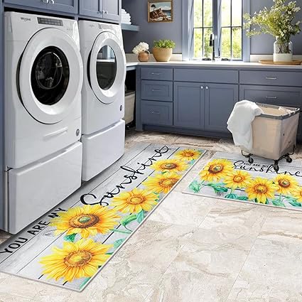 Non-Slip Backing Natural Design Throw Rug Lemon Design, 17"x48"+17"x24"