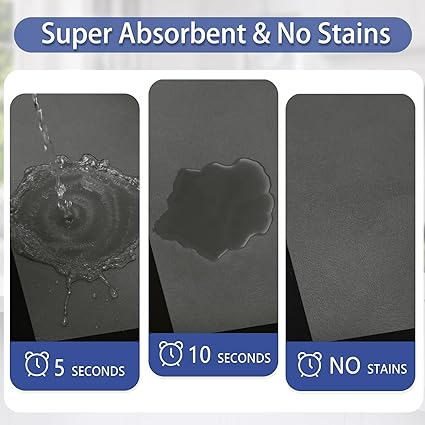 【2 PCS】 Non Skid Kitchen Runner Rug Absorbent Resist Dirt, Kitchen Floor Mat Waterproof Comfort Standing Mat for Kitchen,Home Office,Sink,Laundry（Dark Gray）