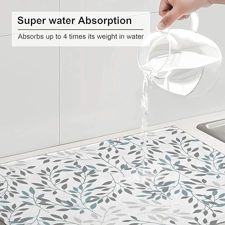 Bird Dish Drying Mat, Absorbent Microfiber Reversible Mats for Kitchen Counter, 16x18 Inch