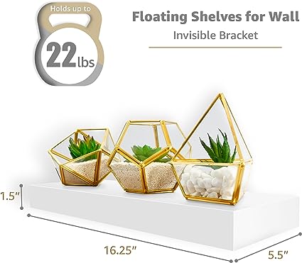 Storage - 16" Floating Shelves for Wall - Set of 3