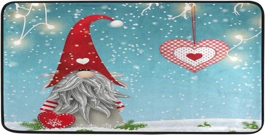 Christmas Gnome  Non-Slip Bath Rug Runner Doormats, 39x20 Inches