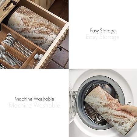 Brown Marble Reversible Absorbent Microfiber Dish Drainer/Rack Pads with Hanging Loop, XL 24" x 18"