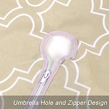 Medallion Outdoor Tablecloth with Umbrella Hole - Water Resistant Spillproof Table Cover (Zippered - 60" x 60" Square, Light Green)