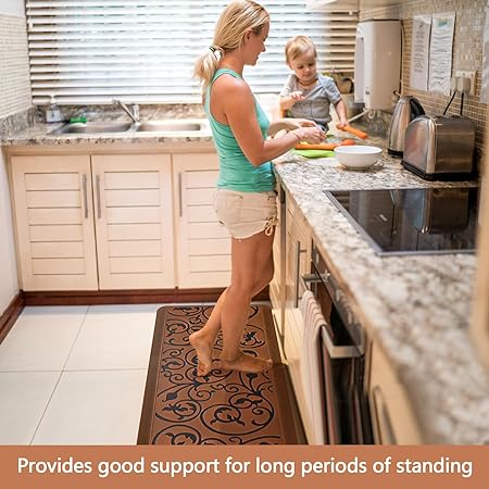 Anti Fatigue Cushioned Non Slip Standing Mats for Home Kitchen Sink Office Standing Desk Standup Desk Riser Laundry (Black, 17.3" x28"+17.3" x28"-0.47")