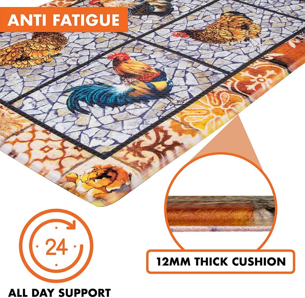 Anti Fatigue Reversible Cushioned Memory Foam Kitchen Rug Pad, 32x17 (Marble Gray)