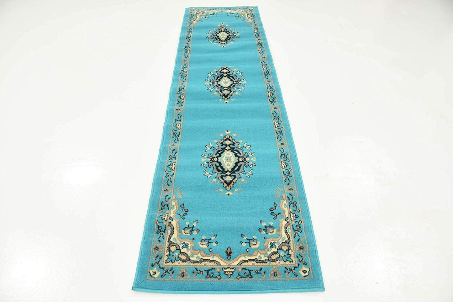 Traditional Turquoise Soft Area Rug