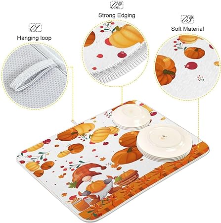 Absorbent Microfiber Protector for Kitchen Countertops 16 X 18 Inch Natural Fresh Fruits Dry Dishes Pads Tableware Mats