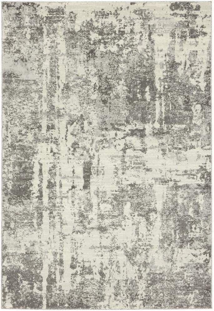 Kingsbury Collection Grey Abstract Soft Area Rug