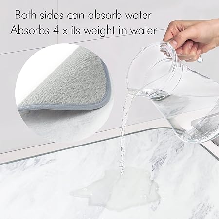 Brown Marble Reversible Absorbent Microfiber Dish Drainer/Rack Pads with Hanging Loop, XL 24" x 18"