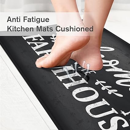 Non Skid Washable Anti Fatigue Mat Waterproof Cushioned Kitchen Matt for Standing 17.3"x29", Farmhouse