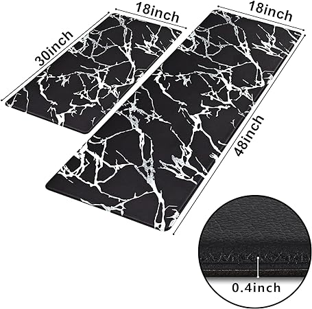 Cushioned Anti-Fatigue Waterproof Non-Slip Kitchen Mats and Rugs, 17''x47'' + 17''x30''