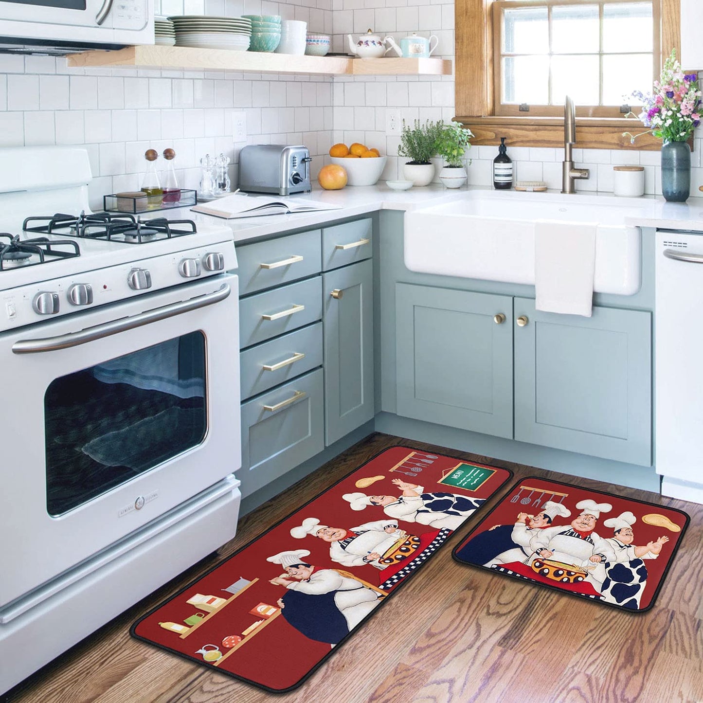 Set of 2 Wine Kitchen Decor Stain Resistant 17 x47.2+17inx30in