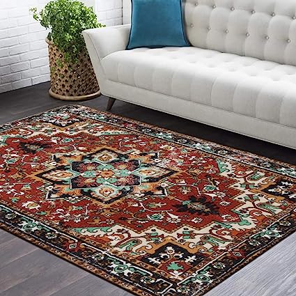 Traditional Oriental Washable Non-Slip Distressed Vintage Accent Throw Rugs