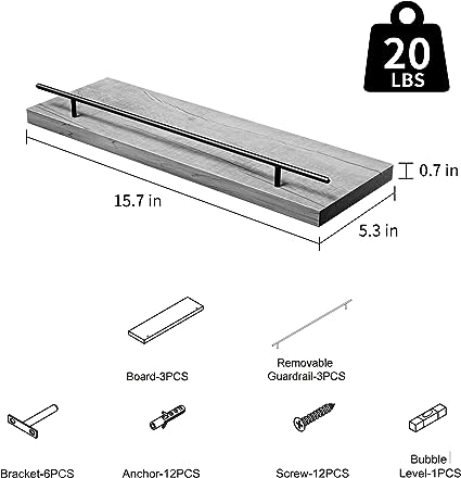 Set of 3,Wall Shelves for Bedroom,Kitchen,Living Room,Invisible Brackets,White and Gold