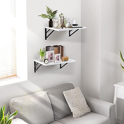 2 Pc Deep Floating Shelves ; 15.7” Long x 11.8” Deep Wall Mounted Hanging Shelves