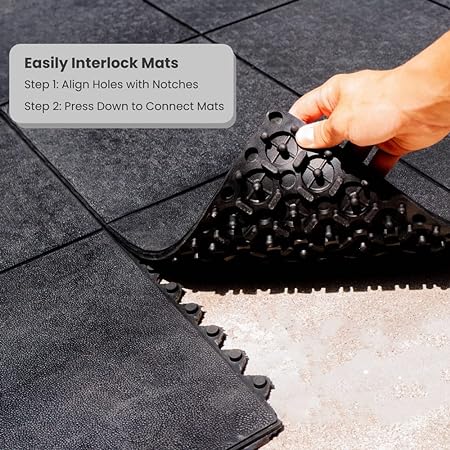 Interlocking Rubber Commercial Restaurant Non-Slip Bar Kitchen Mat - 3' x 3' - Pack of 4