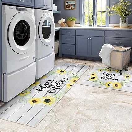 Non-Slip Backing Natural Design Throw Rug Lemon Design, 17"x48"+17"x24"