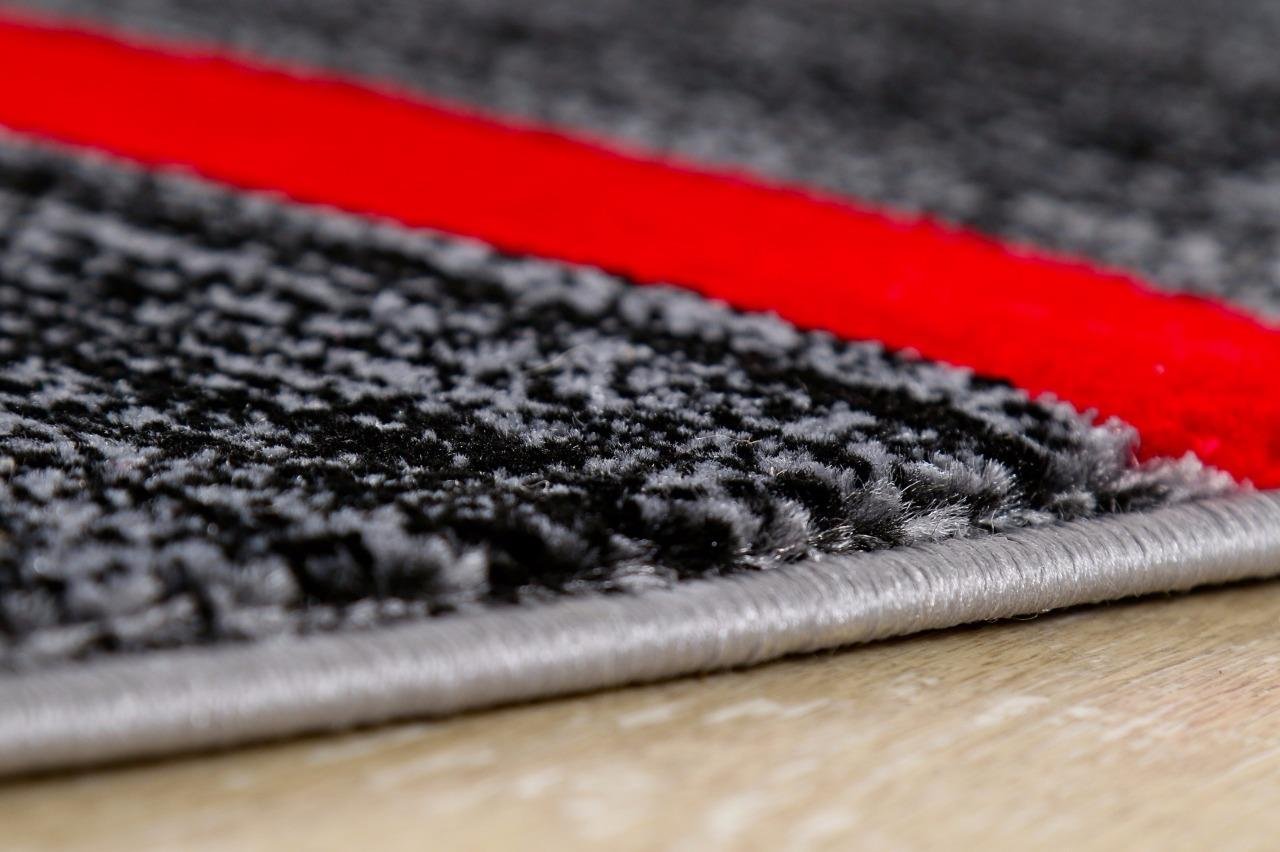 Modern Abstract Circles Red Gray Soft Area Rug