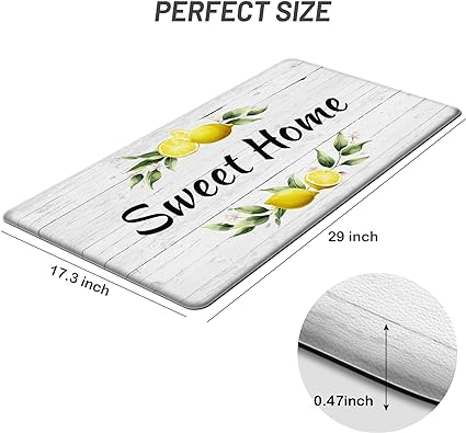 Non Skid Washable Anti Fatigue Mat Waterproof Cushioned Kitchen Matt for Standing 17.3"x29", Farmhouse