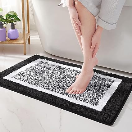 Ultra Soft and Water Absorbent Bath Rug, Bath Carpet, Machine Wash/Dry, for Tub, Shower, and Bath Room(20"x29",Blue and White)