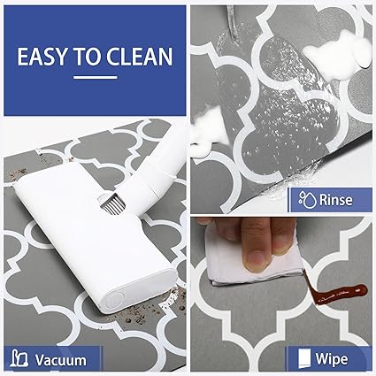 【2 PCS】 Non Skid Kitchen Runner Rug Absorbent Resist Dirt, Kitchen Floor Mat Waterproof Comfort Standing Mat for Kitchen,Home Office,Sink,Laundry（Dark Gray）