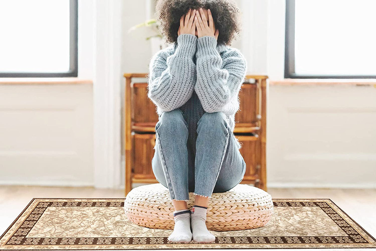 Non Slip Rubber Back Kitchen Rug Anti Slip Stair Treads (Emy-BGE, Runner (20"x59"))