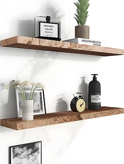 Nature Wood Floating Shelves for Wall Decor, Set of 4 Wooden 36 Inch