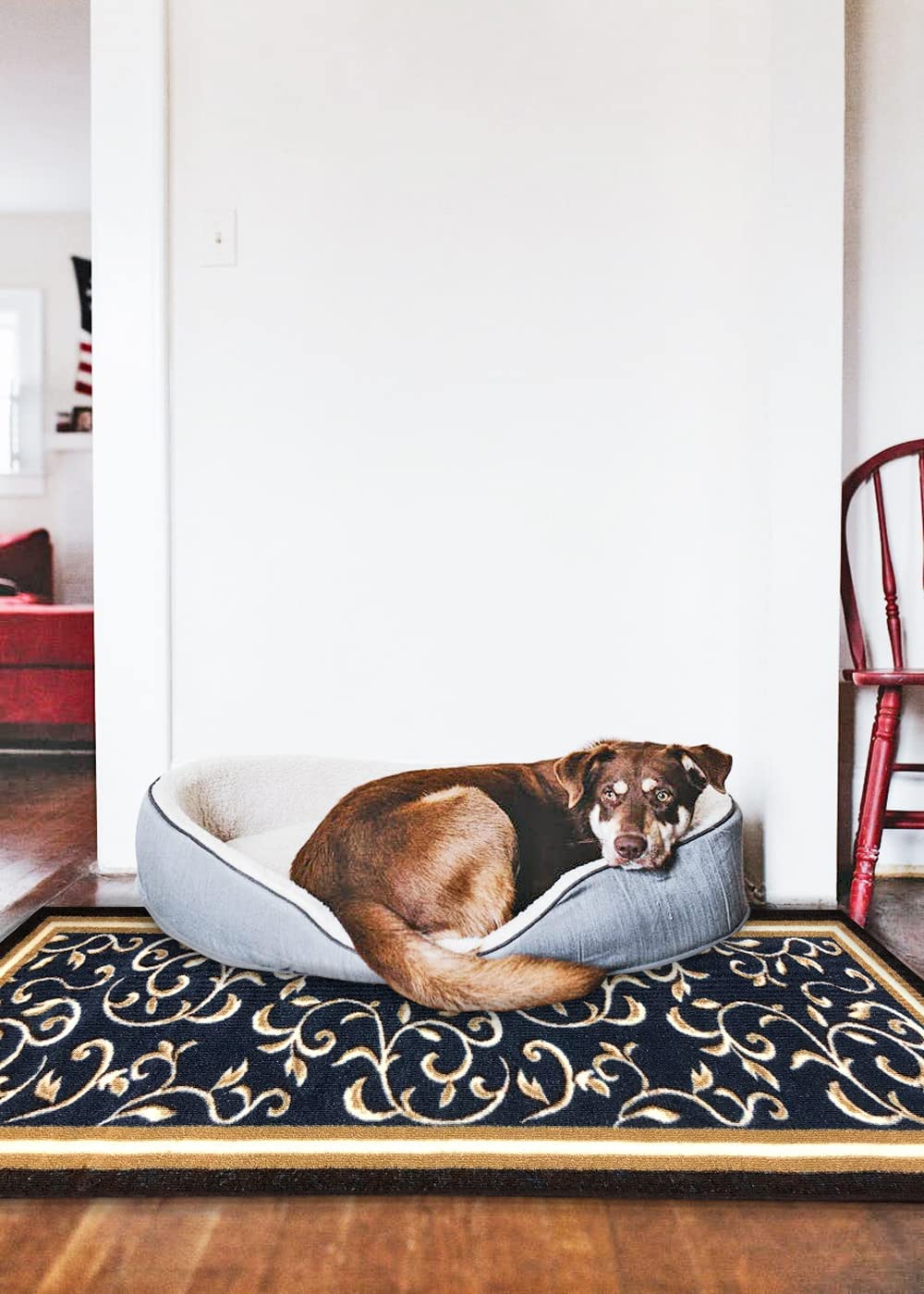 Non Slip Rubber Back  Kitchen Rug Anti Slip Stair Treads (Red, Runner (20" x 59"))