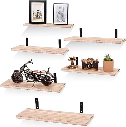 12 Pcs Wood Floating Shelves, 16.5 x 6 x 0.6 in