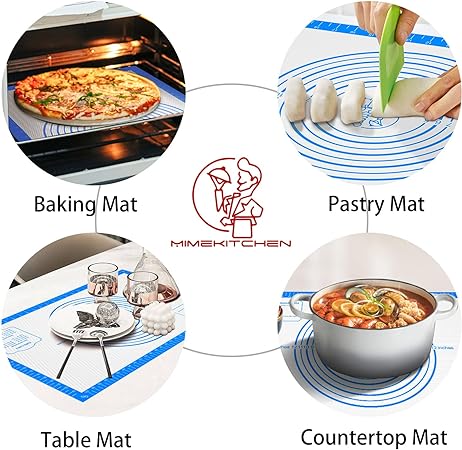 Silicone Pastry Mat for Baking, Pastry Dough Rolling Kneading Mat