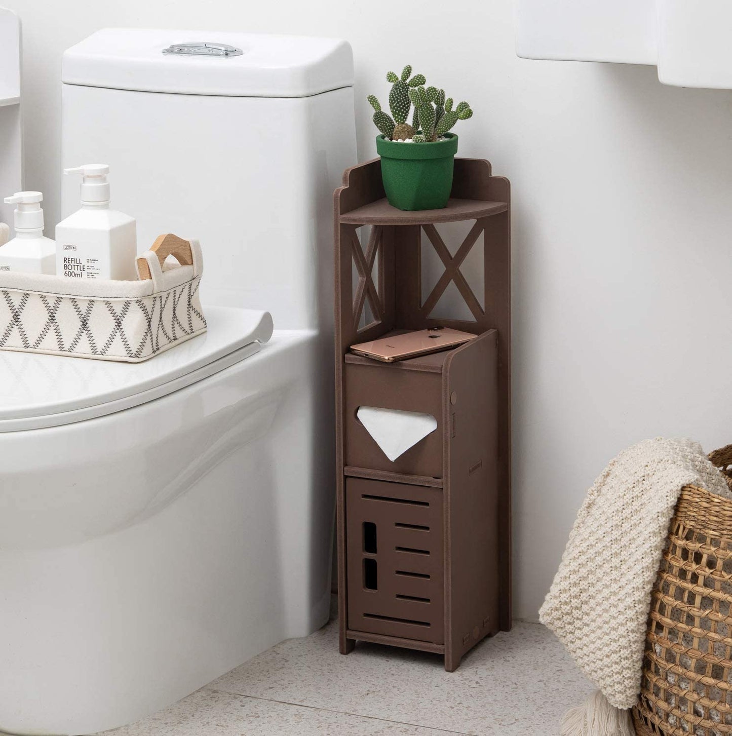 Bathroom Storage Corner Floor Vanity Cabinet - Multiple Colors