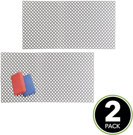 Plastic Protective XL 25" Kitchen Sink Drying Mat/Grid Countertop Protectors-  Extra Large - Diamante Collection - 2 Pack, Graphite Gray