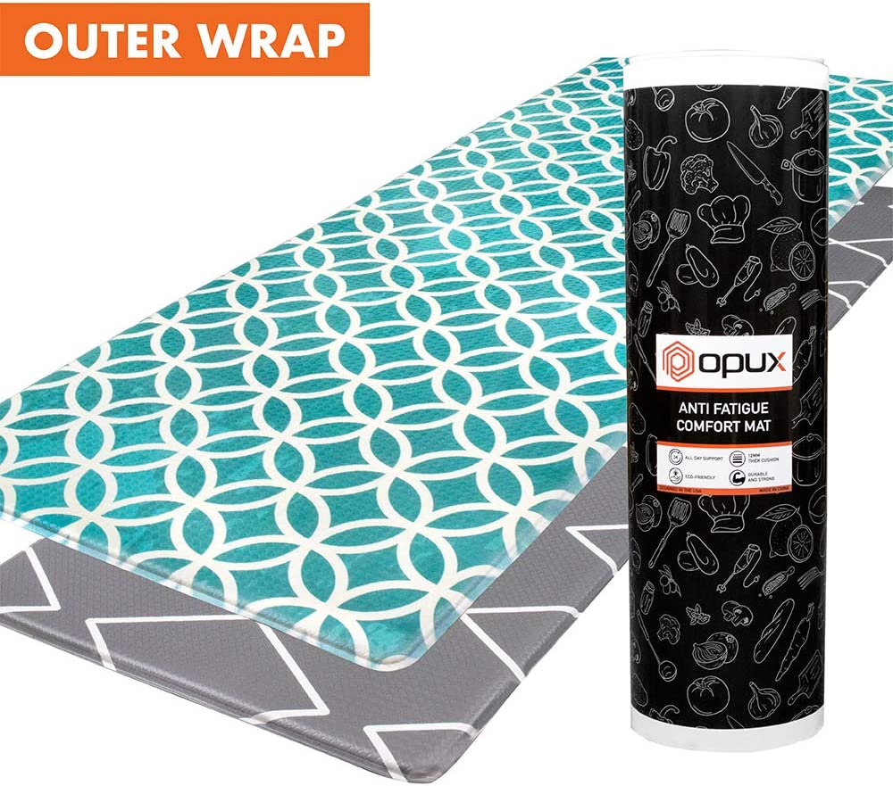 Anti Fatigue Reversible Cushioned Memory Foam Kitchen Rug Pad, 32x17 (Marble Gray)