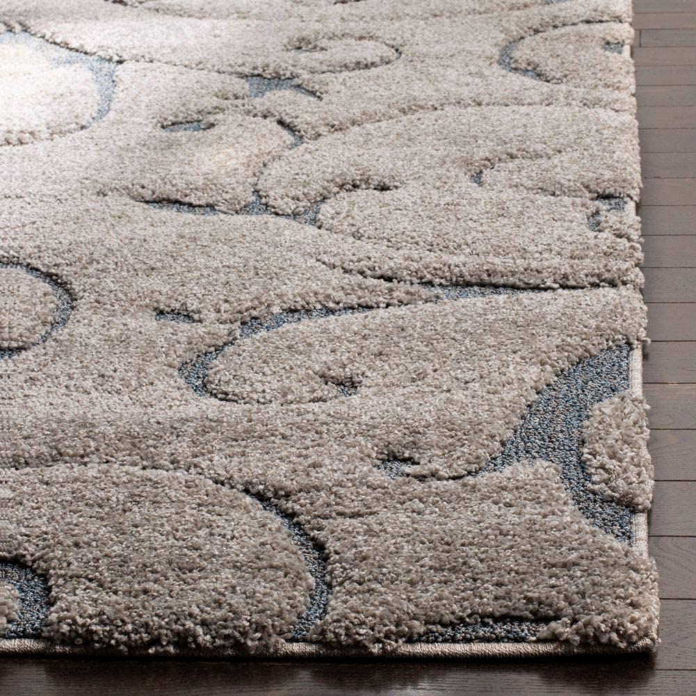 Premium Swirl Thick Plush Grey/Light Blue Area Shag Rug