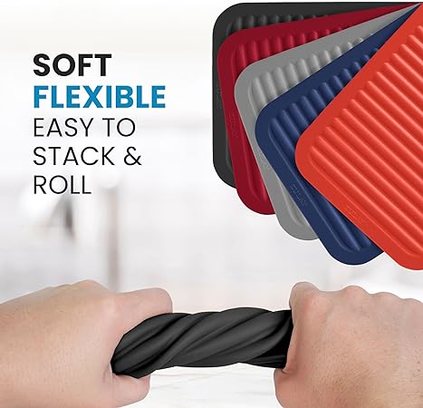 2 Pack (9"x12")Multi-Purpose & Versatile, Heat Resistant Silicone Trivets for Hot Pots and Pans - Black