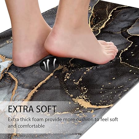 Anti Fatigue Cushioned Marble Gold Kitchen Accessories Non-Skid & Waterproof Standing Desk Mat for Floor Office, Sink, Laundry