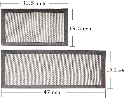 Non Skid Washable Absorbent Kitchen Runner Rugs 19.5"x31.5"+19.5"x47"