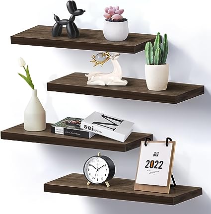 Rustic Wood Floating Shelves Set of 4