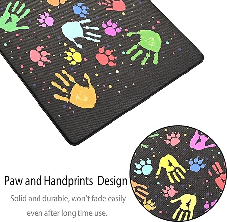 [2 PCS] Cushioned Anti-Fatigue Waterproof Non-Skid Ergonomic Comfort Foam Rugs, (Black) 17.3"x30"+17.3"x47"