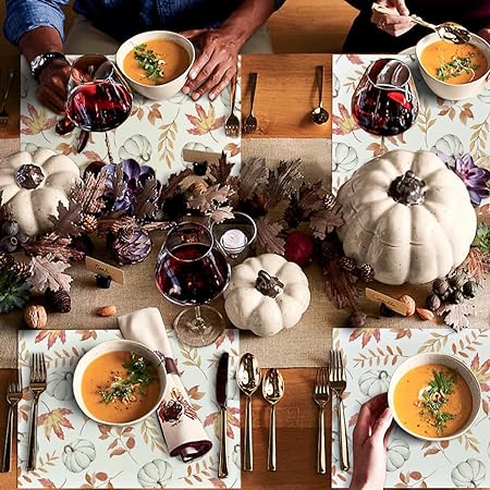 50 Pack, 10x14 Inch Seasonal Thanksgiving Disposable Place Mat for Party Dining Decoration