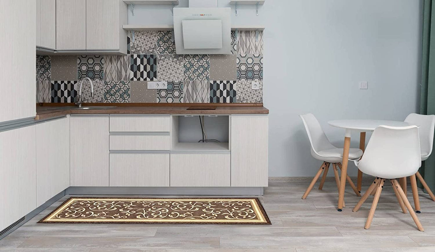 Non Slip Rubber Back  Kitchen Rug Anti Slip Stair Treads (Red, Runner (20" x 59"))