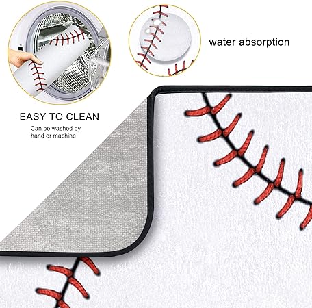 Absorbent Baseball Dish Drying Mat with Hanging Loop for Countertop Heat-resistant -24" x 18" inch