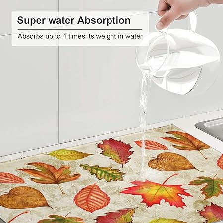 Bird Dish Drying Mat, Absorbent Microfiber Reversible Mats for Kitchen Counter, 16x18 Inch