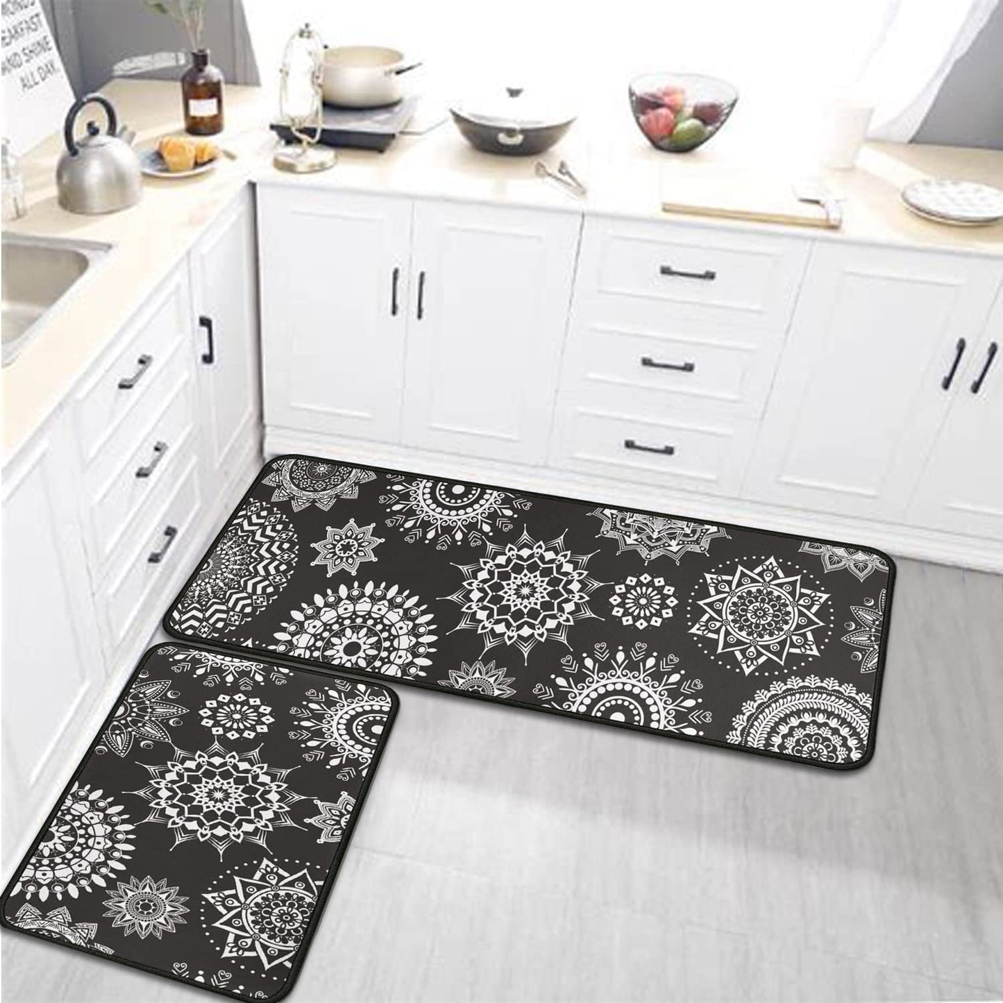 Anti Fatigue Non Slip Waterproof Washable Rug - 17x24+17x48inch Grey
