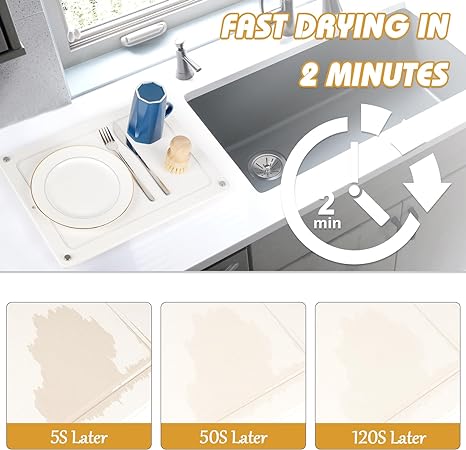 Stone Drying Counter Instant Dry Diatomaceous Earth Sink Caddy Organizer with Stainless Steel Feet (L White)